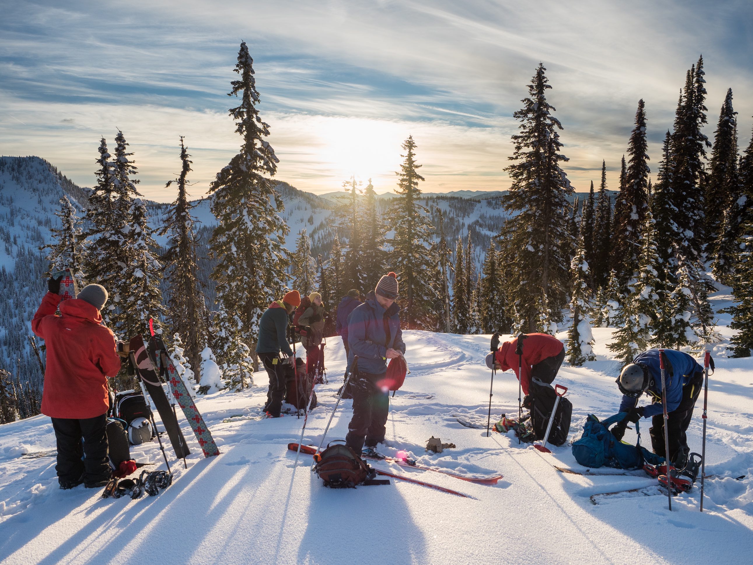 Group of skiers in the backcountry of Whitewater